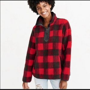 Abercrombie & Fitch half zip Buffalo plaid Sherpa